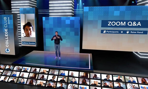 Event gehosted mit Zoom Events, livestream Event, hybrides Event